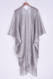 Sexy Vacation Solid Tassel Slit Sequined Swimwears Cover Up