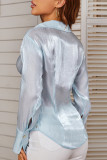 Elegant Solid Fold Turndown Collar Tops