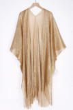 Sexy Vacation Solid Tassel Slit Sequined Swimwears Cover Up