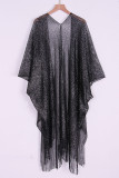 Sexy Vacation Solid Tassel Slit Sequined Swimwears Cover Up