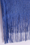 Sexy Vacation Solid Tassel Slit Sequined Swimwears Cover Up