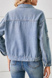 Casual Street Animal Print Print Patchwork Pocket Turndown Collar Long Sleeve Loose Denim Jacket
