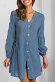 Fashion Casual Solid Buttons V Neck Tops