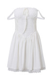 Sweet Elegant Solid Lace U Neck Sling Dress Dresses
