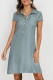 Casual Solid Pocket Buttons Slit Turndown Collar Short Sleeve Dress