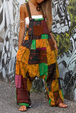 Casual Vintage Geometric Print Pocket Loose Jumpsuits