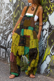 Casual Vintage Geometric Print Pocket Loose Jumpsuits
