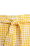 Sweet Elegant Plaid Flounce High Waist Type A Full Print Bottoms