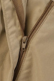 Casual Solid Pocket Fold Without Belt High Waist Wide Leg Solid Color Bottoms(No Belt)