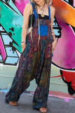 Casual Vintage Geometric Print Pocket Loose Jumpsuits