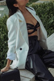 Elegant Simplicity Solid Buttons Turn-back Collar Outerwear
