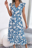 Casual Vacation Floral Stringy Selvedge V Neck Beach Dress Dresses