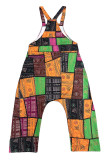 Casual Vintage Geometric Print Pocket Loose Jumpsuits