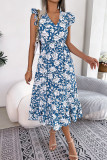 Casual Vacation Floral Stringy Selvedge V Neck Beach Dress Dresses
