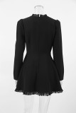 Celebrities Elegant Solid Lace Buckle O Neck A Line Dresses