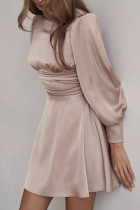 Elegant Solid Bandage Backless Half A Turtleneck Waist Skirt Dresses