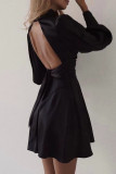 Elegant Solid Bandage Backless Half A Turtleneck Waist Skirt Dresses