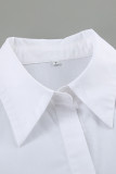 Casual British Style Solid Flounce Shirt Collar Tops