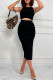 Elegant Simplicity Solid Slit O Neck Sleeveless Two Pieces