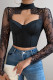 Sexy Solid Lace Hollowed Out V Neck Tops