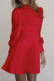 Elegant Solid Bandage Backless Half A Turtleneck Waist Skirt Dresses