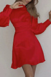 Elegant Solid Bandage Backless Half A Turtleneck Waist Skirt Dresses