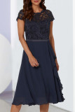 Celebrities Elegant Solid Hollowed Out Asymmetrical O Neck A Line Dresses