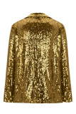 Casual Solid Sequins Turn-back Collar Outerwear