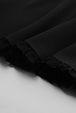 Celebrities Elegant Solid Lace Buckle O Neck A Line Dresses