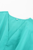 Casual Solid Draw String Pocket V Neck A Line Dresses