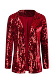Casual Solid Sequins Turn-back Collar Outerwear