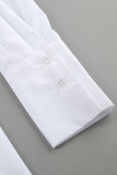 Casual British Style Solid Flounce Shirt Collar Tops