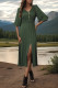 Elegant Solid Buttons Slit V Neck A Line Dresses