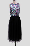 Sexy Solid Sequins Sequined O Neck Sleeveless Dress Dresses
