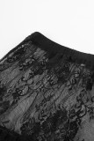 Elegant Solid Lace See-through Loose High Waist Type A Solid Color Bottoms