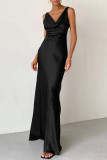 Sexy Formal Solid Backless V Neck Evening Dress Dresses