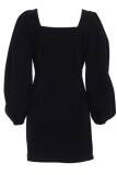 Celebrities Elegant Solid Square Collar One Step Skirt Dresses