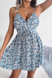 Sweet Vacation Floral Flounce V Neck Sling Dress Dresses