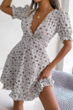Casual Flounce V Neck A Line Dresses