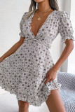 Casual Flounce V Neck A Line Dresses