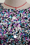 Sexy Solid Sequins Sequined O Neck Sleeveless Dress Dresses