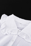 Sweet Cute Solid Buttons Peter Pan Collar Tops