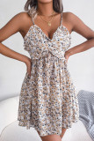 Sweet Vacation Floral Flounce V Neck Sling Dress Dresses