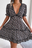 Casual Flounce V Neck A Line Dresses