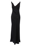 Sexy Formal Solid Backless V Neck Evening Dress Dresses
