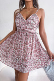 Sweet Vacation Floral Flounce V Neck Sling Dress Dresses