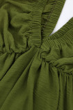 Sexy Solid Backless Fold V Neck A Line Dresses