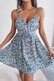 Sweet Vacation Floral Flounce V Neck Sling Dress Dresses