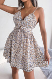 Sweet Vacation Floral Flounce V Neck Sling Dress Dresses