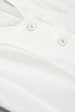 Casual British Style Solid Buckle V Neck Sleeveless Two Pieces